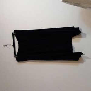 Woman's black midi length skirt.